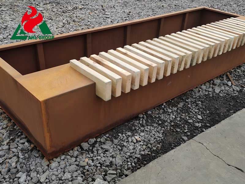 <h3>Rust Corten Long Box Medium Steel Metal Rectangular Planter</h3>
